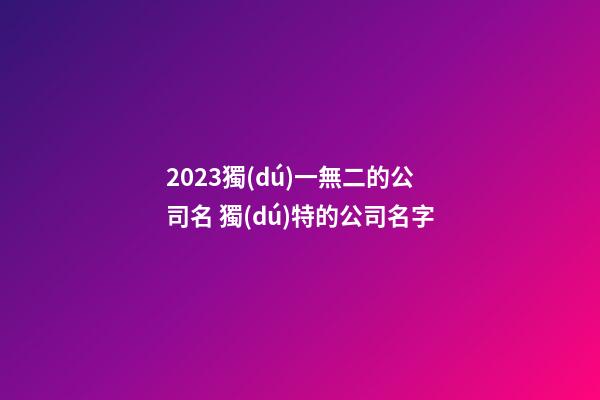 2023獨(dú)一無二的公司名 獨(dú)特的公司名字